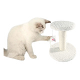 Arranhador De Gato Off White Dekor Poste Sisal Com Brinquedo Duplo Mini De Mesa Pequeno Porte