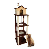 Arranhador Gatos Chalesco Torre 4 Andares Gigante - 35x104cm