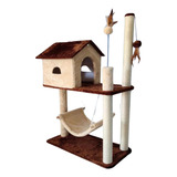Arranhador Para Gatos Chalesco - Casinha Com Rede - 70x104cm