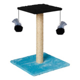 Arranhador Para Gatos Poste Com Brinquedo Duplo Exclusivo Cor Aqua Black