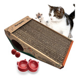 Arranhador Rampa P/ Gatos C/2 Bolinhas Brinquedo Comedouro