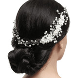 Arranjo Tiara Pente Noiva Dama De Honra Madrinhas Rosas Cor Branco