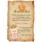 Arte Convite Digital Pergaminho Ursa Princesa Urso Principe