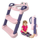 Assento Redutor Infantil Com Escada Vaso Sanitário Cor Rosa