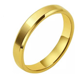 Atacado 36 Alianças 4mm Chanfrada Anatômica Folheada Ouro