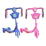 Atentu Kids Patinete Infantil 3 Rodas Com Led Som E Cesta Menino Menina Cor Rosa