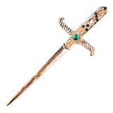 Athame Em Metal Cobre Brilhante 19 Cm Pedra Verde Strass