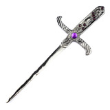 Athame Em Metal Prateado Envelhecido 19 Cm Pedras Roxas