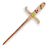 Athame Metal Cobre Brilhante 19 Cm Com Pedra Verde E Strass
