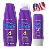Aussie Miracle Moist Shampoo + Condicionador + Mascara - Eua