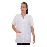 Avental / Jaleco Médico Tecido Microfibra Manga Curta Branco