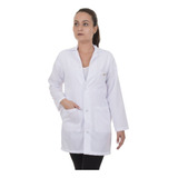Avental / Jaleco Médico Tecido Microfibra Manga Longa Branco