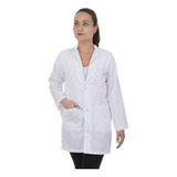 Avental / Jaleco Médico Tecido Microfibra Manga Longa Branco