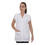 Avental / Jaleco Médico Tecido Microfibra Sem Manga Branco