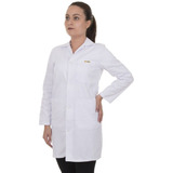 Avental / Jaleco Médico Tecido Oxford Manga Longa Branco