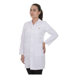 Avental / Jaleco Médico Tecido Oxford Manga Longa Branco