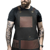 Avental Barbeiro Cabeleireiro Preto Marrom Logomarca Barber