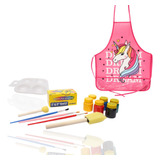 Avental Infantil Unicórnio/dinossauro Kit De Pintura