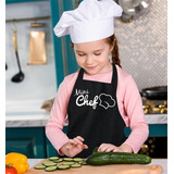 Avental Mini Chef Chefinhos Crianças Infantil Cozinha Preto 