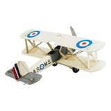 Avião Branco De Hélice Decorativo Vintage 12x29x35 Cm