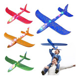 Avião Brinquedo Planador Com Led Isopor Voa 48 Cm