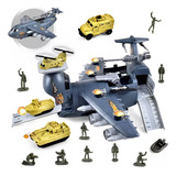 Avião Cargueiro Estação Militar Brinquedo Com Mini Veículos