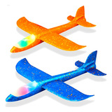 Avião Planador De Isopor Com Led Colorido Manual E Flexível