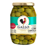 Azeitona Verde Em Conserva Com Caroço Gallo Vidro 500g
