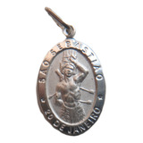 B. Antigo - Medalha Sacra De São Sebastião Em Prata Italiana