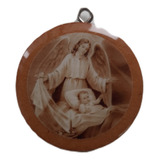 B. Antigo - Medalha Sacra Madeira Anjo Da Guarda Com Oração