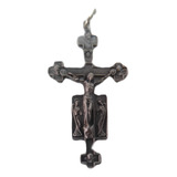 B. Antigo - Suntuoso Crucifixo Italiano Em Metal Prateado C1