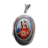 B. Antigo- Relicário Sacro Em Prata Sagrado Coração De Maria