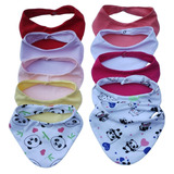 Babador Bandana Dupla Face Kit C/ 10 Malha 100% Algodão 