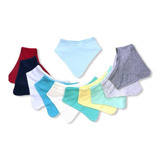 Babador Bandana Kit 10 Uni Para Bebe Infantil Dupla Face. Cor Azul Lisos Sortidos Tamanho Un