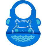Babador Em Silicone Hipopótamo Azul -