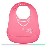 Babador Infantil Silicone Bebê Bolso Coletor +3m Social Buba Cor Rosa