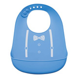 Babador Silicone Bebê Bolso Coletor +3m Social Azul Buba