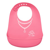 Babador Silicone Bebê Bolso Coletor +3m Social Rosa Buba
