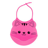 Babador Silicone Bebê Infantil Com Bolso Coletor Buba Cor Rosa