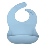 Babador Silicone Infantil Bebê Pega Migalhas Impermeável - Azul