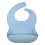 Babador Silicone Infantil Bebê Pega Migalhas Impermeável - Azul
