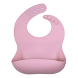 Babador Silicone Infantil Bebê Pega Migalhas Impermeável Rosa