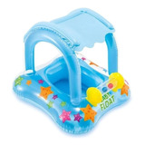 Baby Bote Kiddie Com Cobertura Azul Boia Inflável Intex