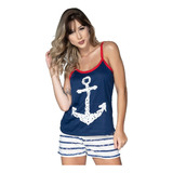 Baby Doll Feminino Conjunto Pijama Short Curto Alça Regata