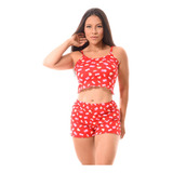 Baby Doll Virginia Cropped + Short Pijama Feminino Sortidas