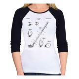 Baby Look Raglan Golfe Bola De Golf Patente Manga 3/4