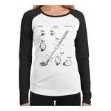 Baby Look Raglan Golfe Bola De Golf Patente Manga Longa