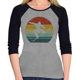 Baby Look Raglan Snowboard Retro Snowboarding Manga 3/4