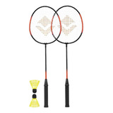 Badminton Vollo 2 Raquetes + 2 Petecas De Nylon Modelo Novo