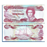 Bahamas: Bela Cédula De 3 Dollars 1980 Fe